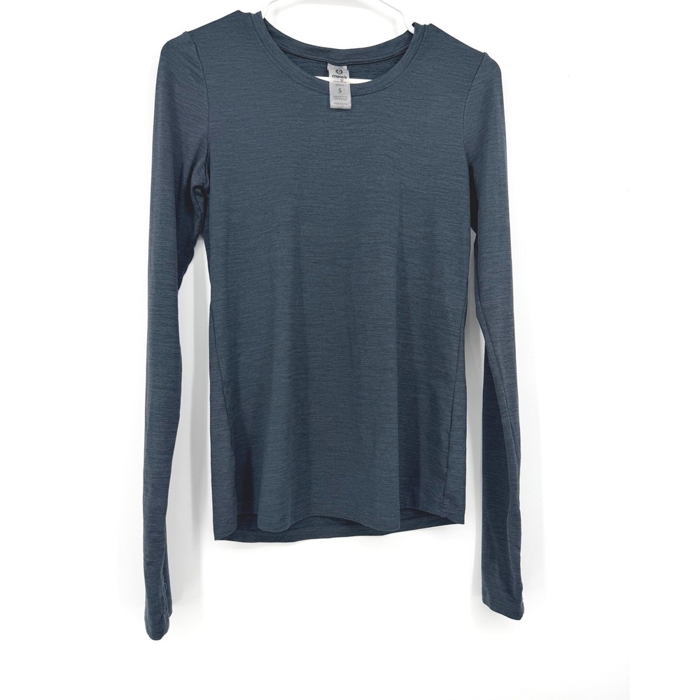 Mono B Womens Heathered Charcoal Gray Long Sleeve Active Top‎ Thumbholes